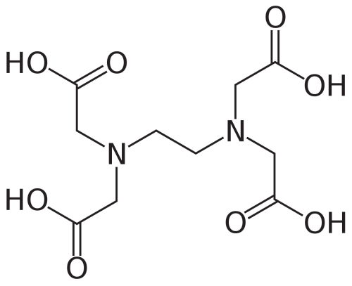 Cấu trúc hóa học của Ethylene Diamine Tetraacetic Acid (EDTA).