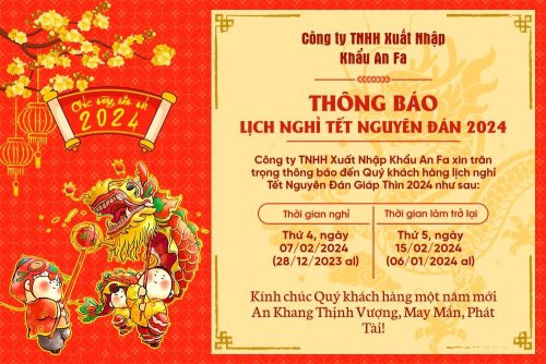 THÔNG BÁO LỊCH NGHỈ TẾT NGUYÊN ĐÁN GIÁP THÌN 2024
